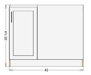 Blind Base Corner Cabinet Right Pull – 1 Door – 42”W