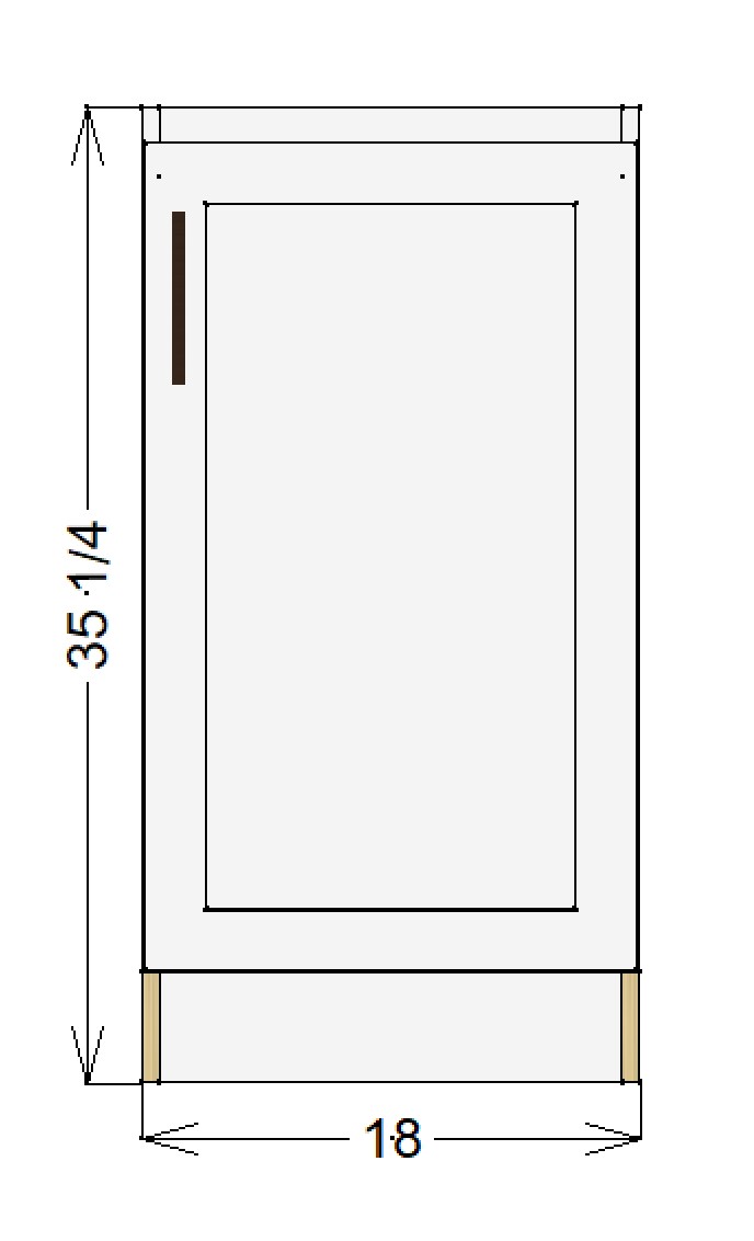 Base Right Cabinet with 1 Door – 18”W