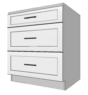 Base Cabinet with 3 Drawers – 30”W