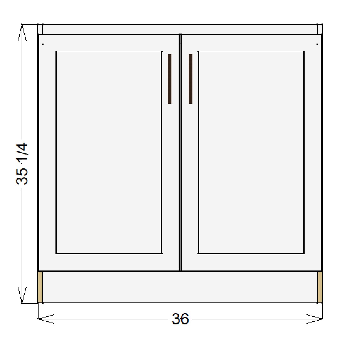 Base Sink Cabinet with 2 Doors – 36”W