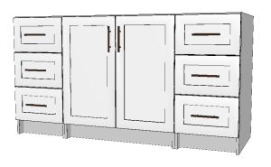 Combo Base Cabinet with 1 Sink Drawer – 60”W