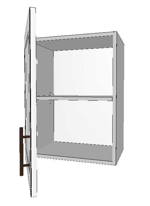 Upper Left 1-Door Wall Cabinet – 18”W x 24”H x 12”D