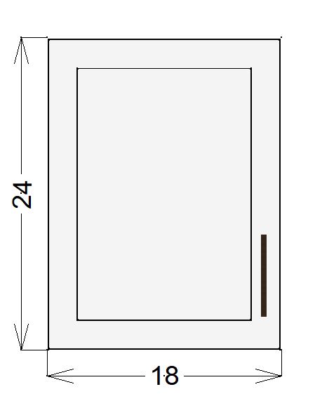 Upper Left 1-Door Wall Cabinet – 18”W x 24”H x 12”D