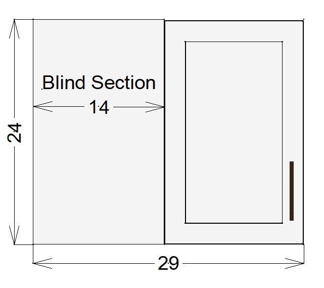 Upper Left 45° Corner Wall Cabinet – 29”D x 24”H x 12”D