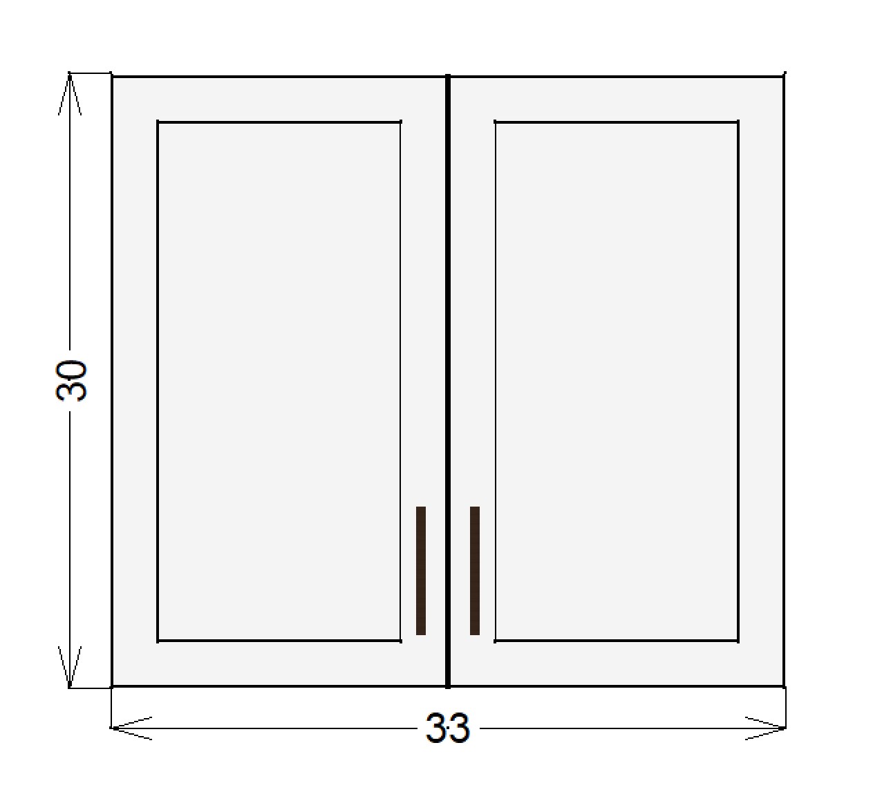 Upper Cabinet with 2 Doors – 33”W x 30”H x 12”D