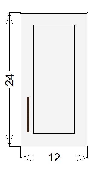 Upper Right Cabinet with 1 Door – 12”W x 24”H x 12”D