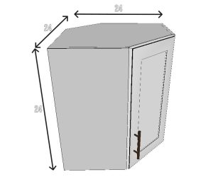 Upper Right 45° Corner Wall Cabinet – 24”D x 24”H x 24”D