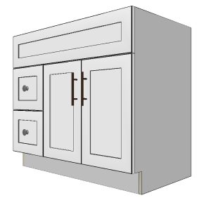 Vanity Left Cabinet with 2 Drawers & 2 Doors – 36”W